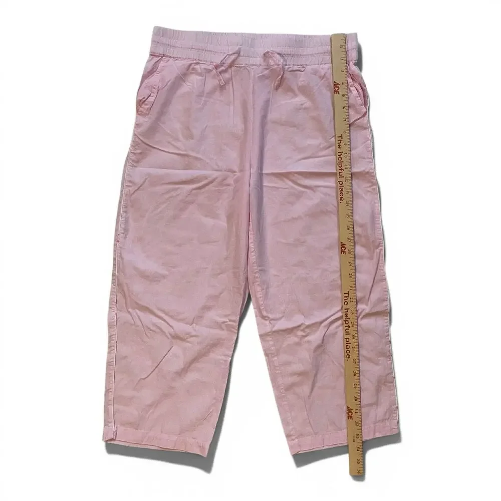 Lenora Pink Cotton Drawstring Lounge Pants Relaxed Casual Women M‎